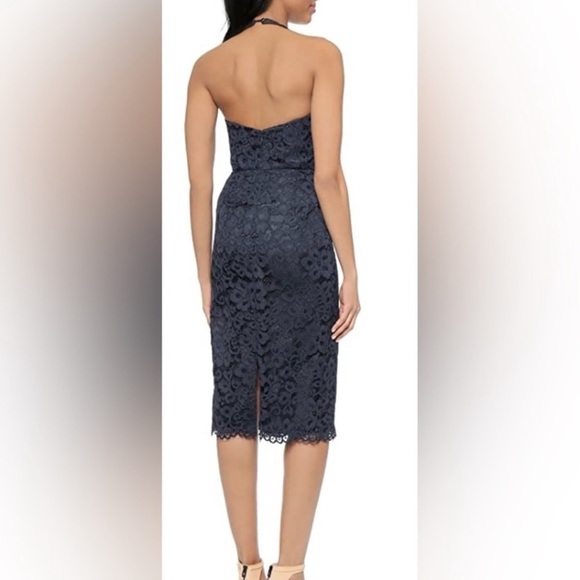 Shoshanna Midnight Uma Navy Lace Midi Halter Dress Size 2 - Picture 2 of 11